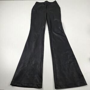 Spanx Pants Womens Small Black Flare Faux Leather Pull On High Rise Stretch